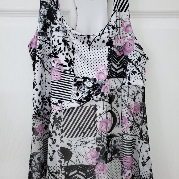Denise Cronwall Racer Back Print Collage Layer Look Tennis Dress - Picture 7 of 15